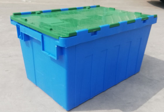 Arreglo para requisitos particulares 35kg que carga a Tote Box Attached Lid Container plástico que apila la jerarquización