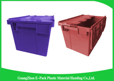 Warehouse Tote Boxes plástico encajable/compartimientos apilables con las tapas con bisagras