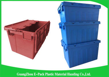 Warehouse Tote Boxes plástico encajable/compartimientos apilables con las tapas con bisagras
