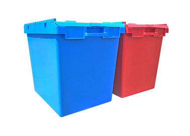 Envase atado pila de la tapa de 750*570*625M M/jerarquización plástica Tote Box de la logística
