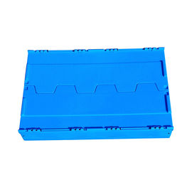 La caja plástica plegable de la logística de 600*400*368 milímetro ató color azul de las tapas