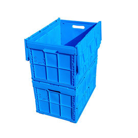 La caja plástica plegable de la logística de 600*400*368 milímetro ató color azul de las tapas