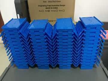 Jerarquía plástica tamaño pequeño Tote Boxes Attached Lids de la pila de 120*80*60 milímetro