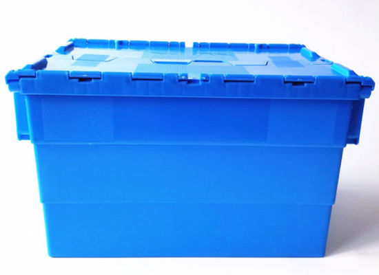 Contenedor de almacenamiento plástico azul de Grey Green 60L con la tapa