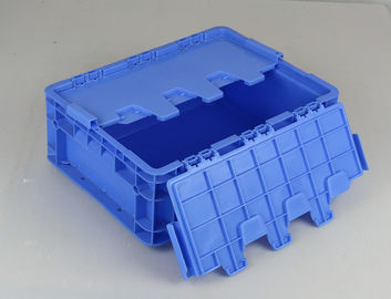 Volúmenes de ventas plásticos con bisagras de Tote Boxes Blue Color Stacking del almacenamiento de las tapas